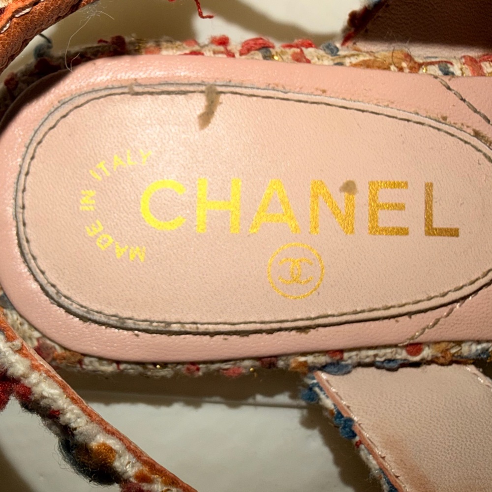 Chanel Tweed CC Logo Sandals – Size 36.5 (US 6.5) - Picture 9 of 10